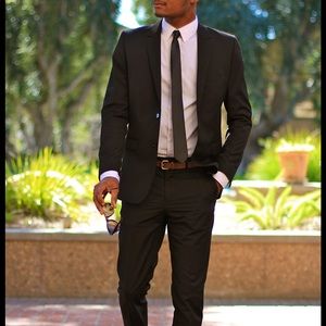 Black satin skinny tie